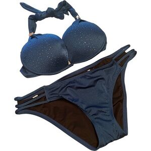 Victorias Secret Hottie Halter Strappy Bikini Rhinestone Accent Swimsuit